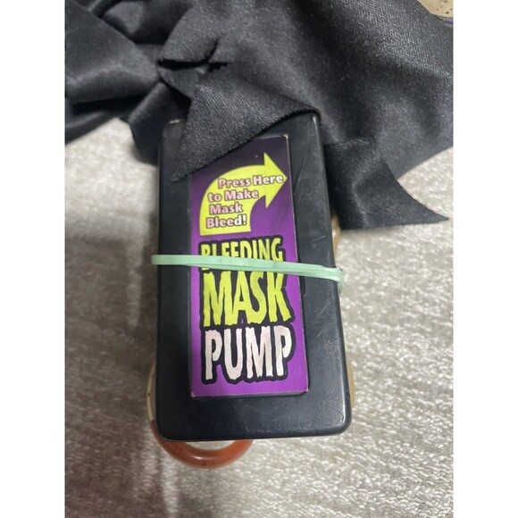 Halloween Skull Mask Adult Black Hood Blood Pump Not Working - Picture 2 of 7